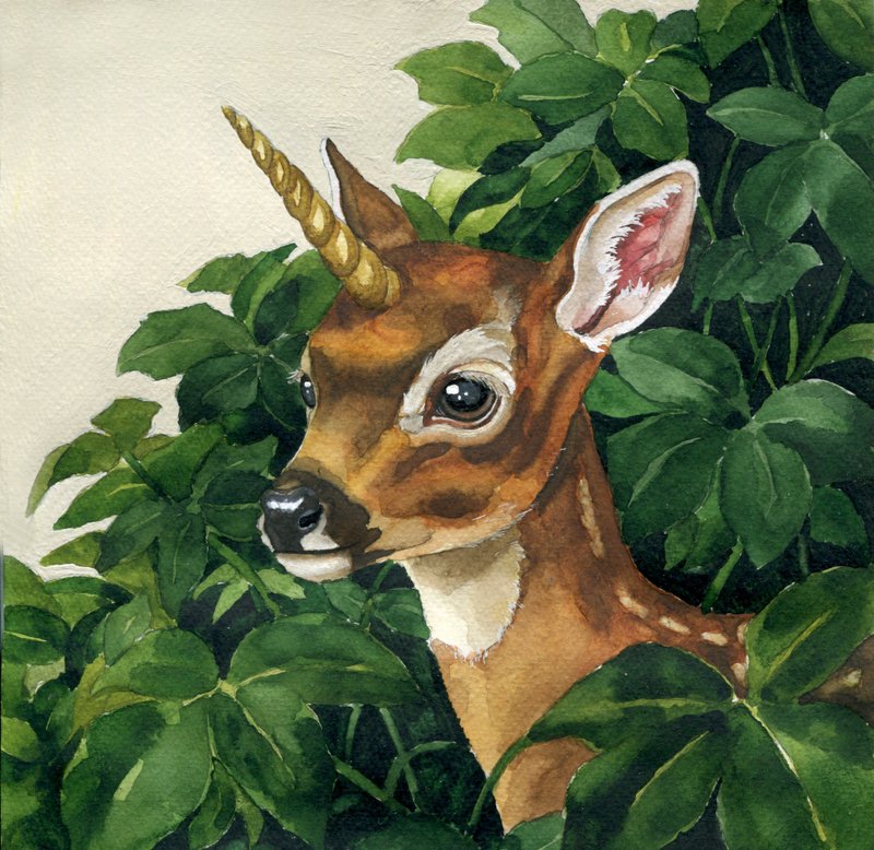 水彩ユニコーン - ウォールデコ・壁紙 - 紙 グリーン