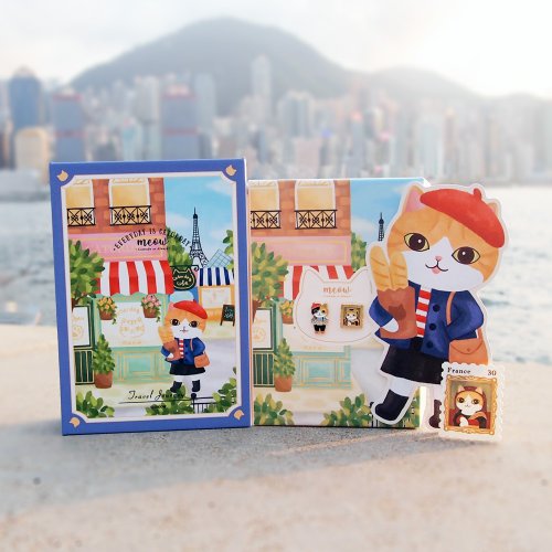 Meow 貓貓旅行遊記耳環書盒套裝-法國畫家貓和夢羅麗貓耳環