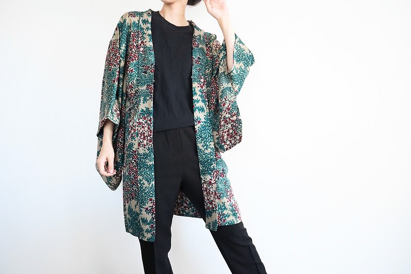 Rare vintage kimono, Japanese silk kimono, kimono jacket, Japanese kimono - 女大衣/外套 - 絲．絹 綠色