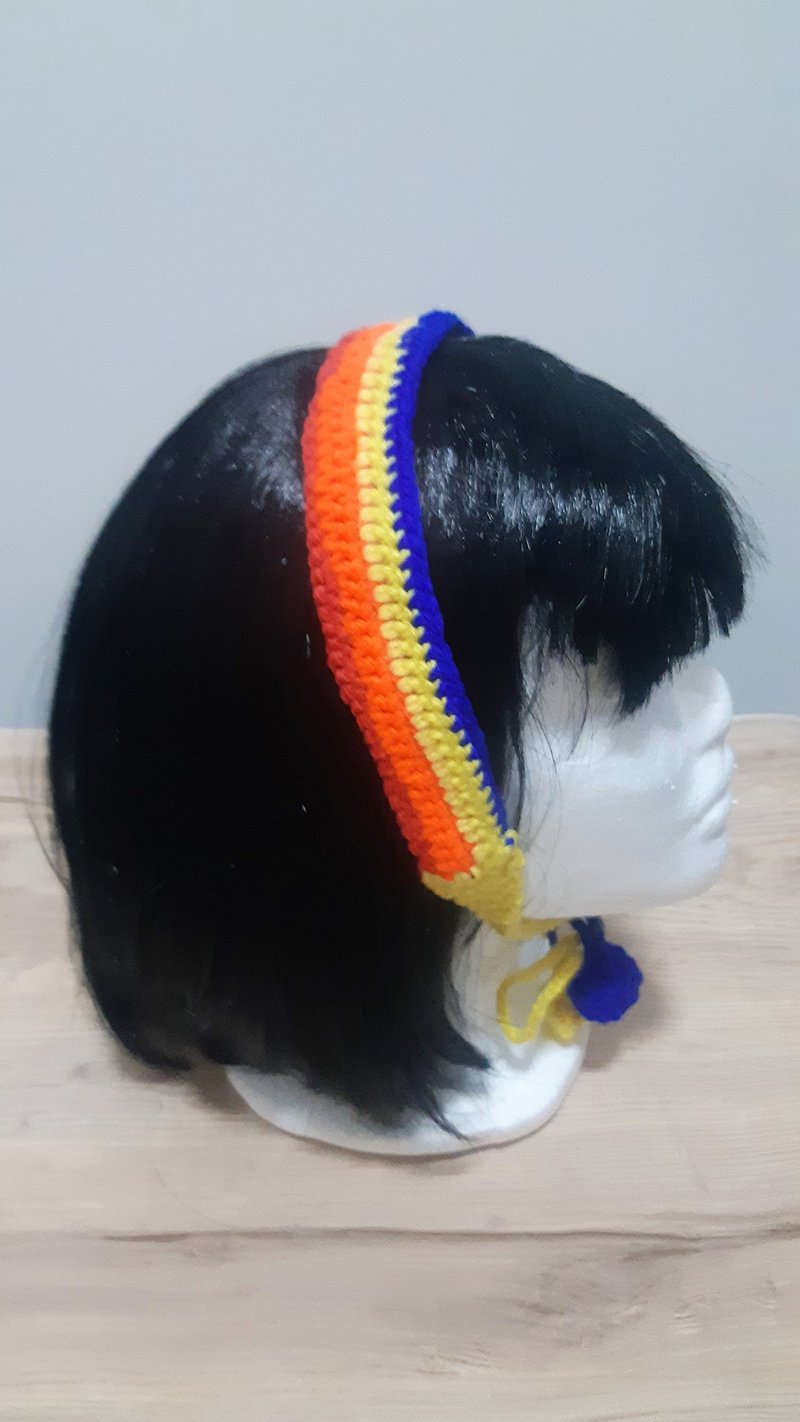 Hairbands, vintage yarn headbands, multilayer headbands, blue, yellow ,orange, - 髮夾/髮圈 - 其他材質 橘色
