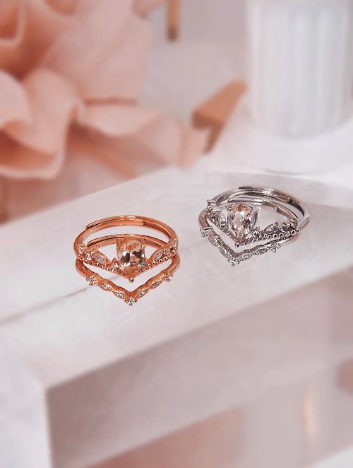 Lafit 堅定的愛-仙氣多方法趣味疊戴設計摩根石戒指 女生儀式感禮物