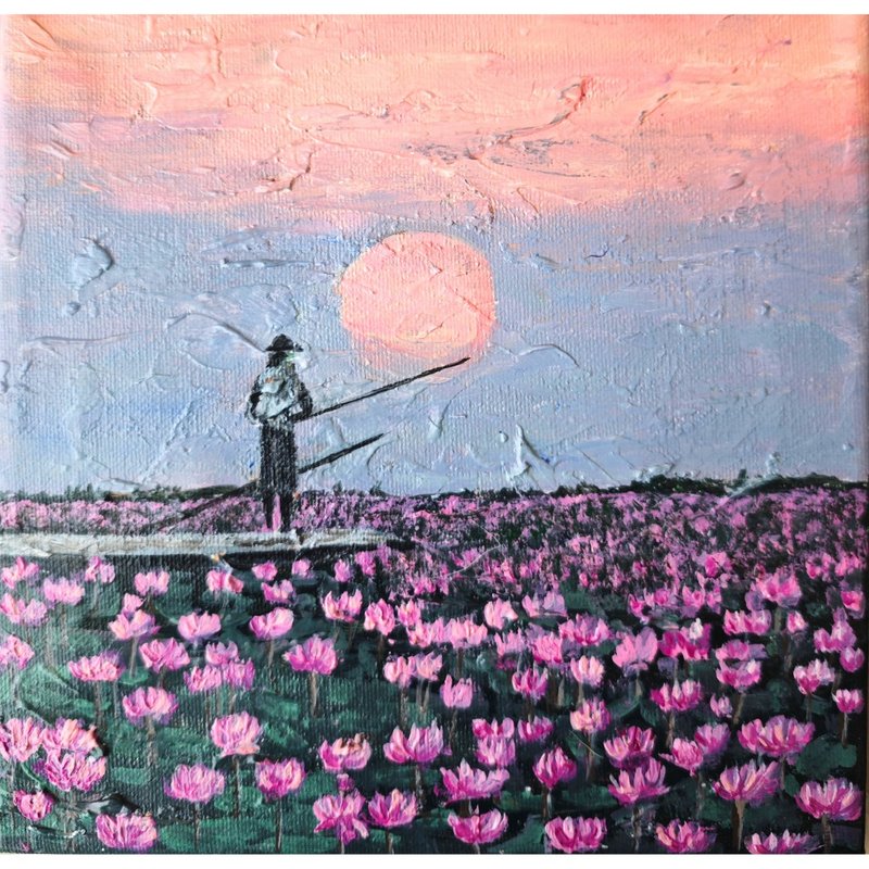 漁夫河與蓮花景觀原創藝術由 RinaArtSK - 壁貼/牆壁裝飾 - 其他材質 多色