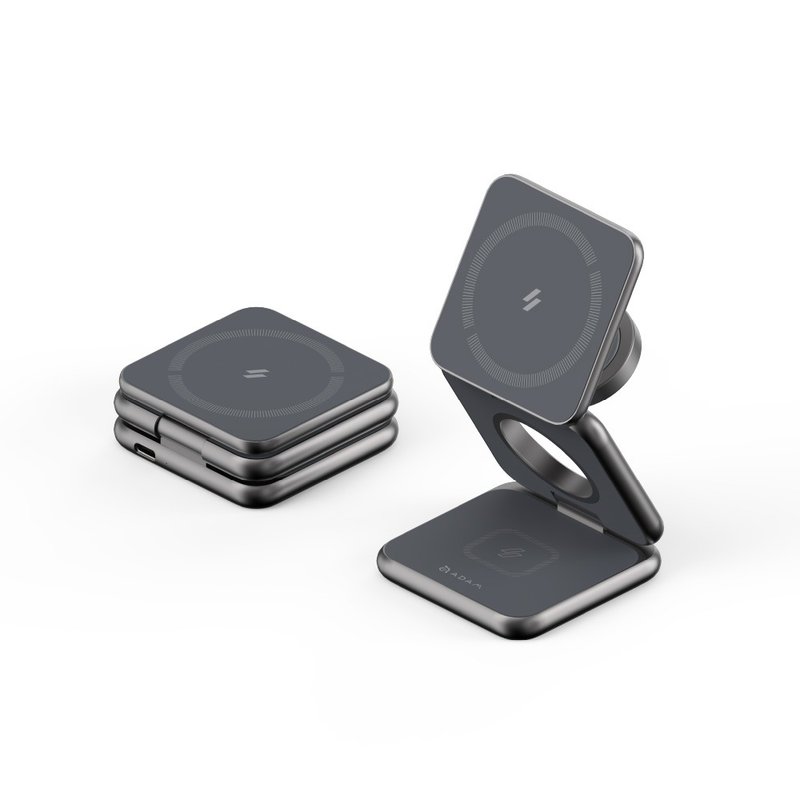 Mag 3 Foldable 3-in-1 Travel Magnetic Wireless Charging Stand - Phone Charger Accessories - Other Materials Gray