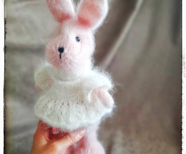 Pink rabbit toy Plushie soft rabbit for photoshoots idea Stuffed