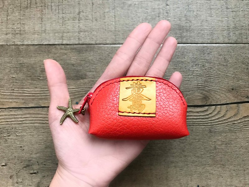 POPO│ New Year │ gold two thousand two leather red bag │2018 the most rammed - กระเป๋าใส่เหรียญ - หนังแท้ สีแดง