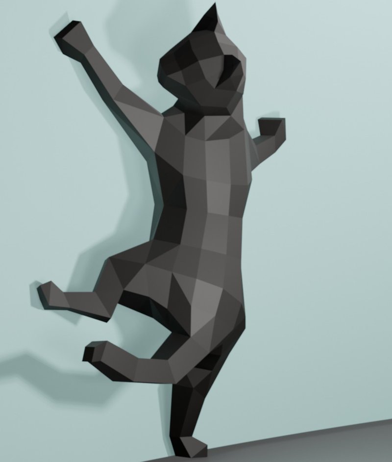 LowPoly cat, perfect for decoration. Origami-3D decor. - 圖文模板設計 - 其他材質 