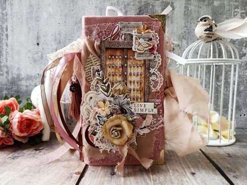 junkjournals Vintage roses journal handmade Boho wild notebook Elegant dairy Typewriter