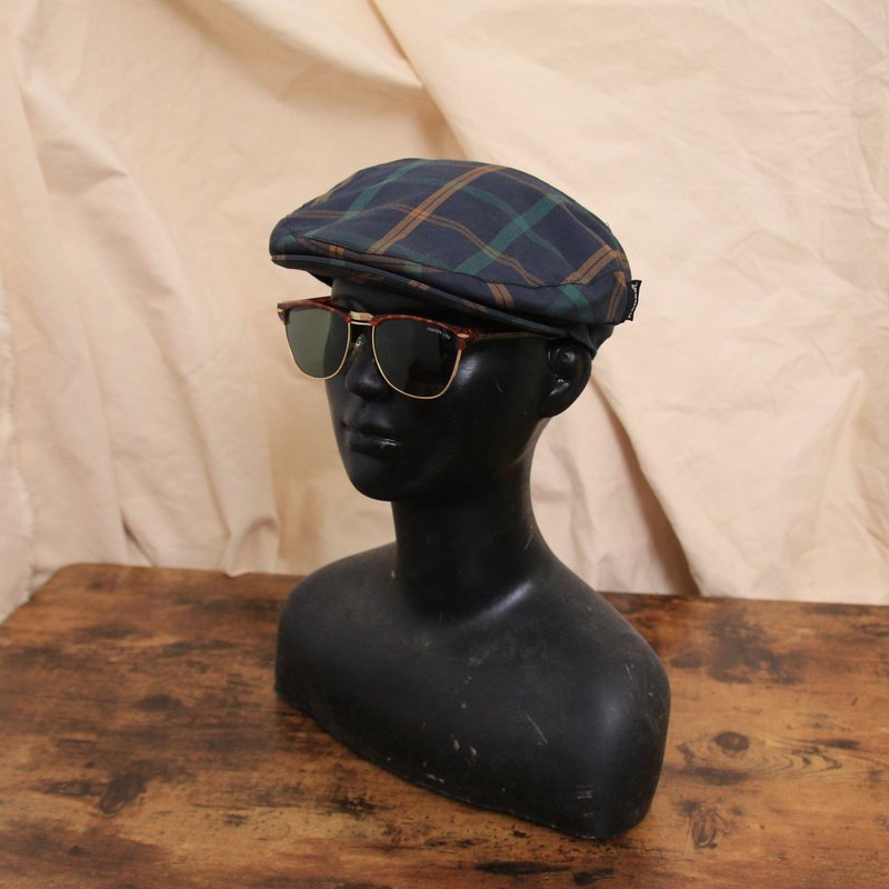 Back to Green::格紋貝雷帽 學院英倫風 d-14 vintage hat - 帽子 - 棉．麻 