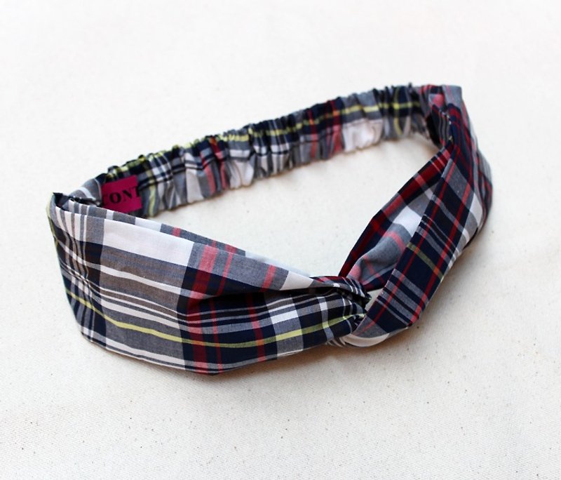 [Spot] hand made with red checkered Fa - Hair Accessories - Cotton & Hemp Black
