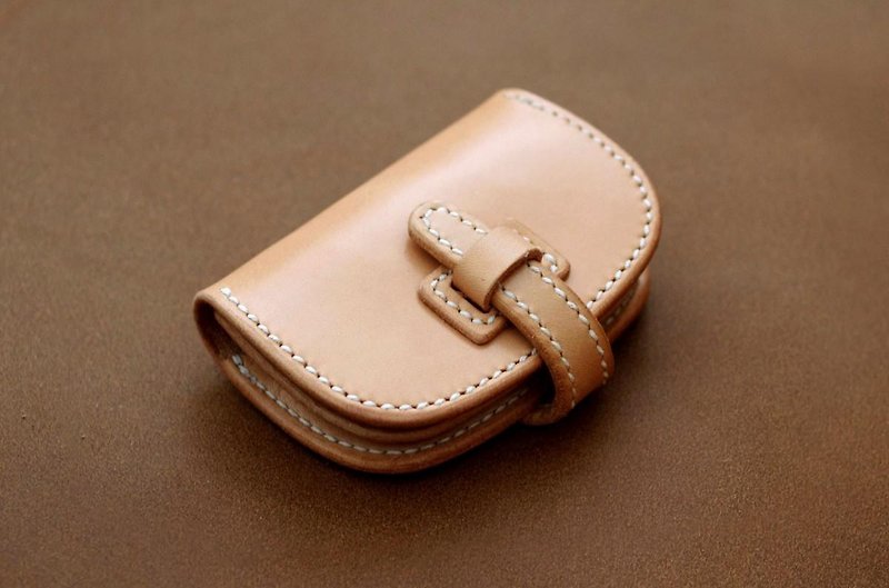 Card case of leather saddle leather [orders production] - กระเป๋าใส่เหรียญ - หนังแท้ สีกากี