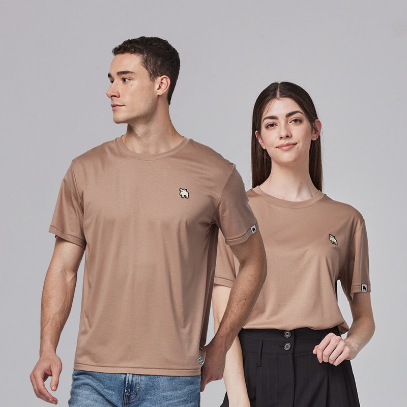 moz Swedish embroidered moose comfortable glacier cotton 100% pure cotton cool stretch - cocoa for men and women - Women's T-Shirts - Cotton & Hemp Brown