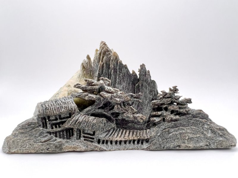 隱士-玉石家庭商業店面擺設擺件-山景/風水/轉運 - 擺飾/家飾品 - 玉石 灰色