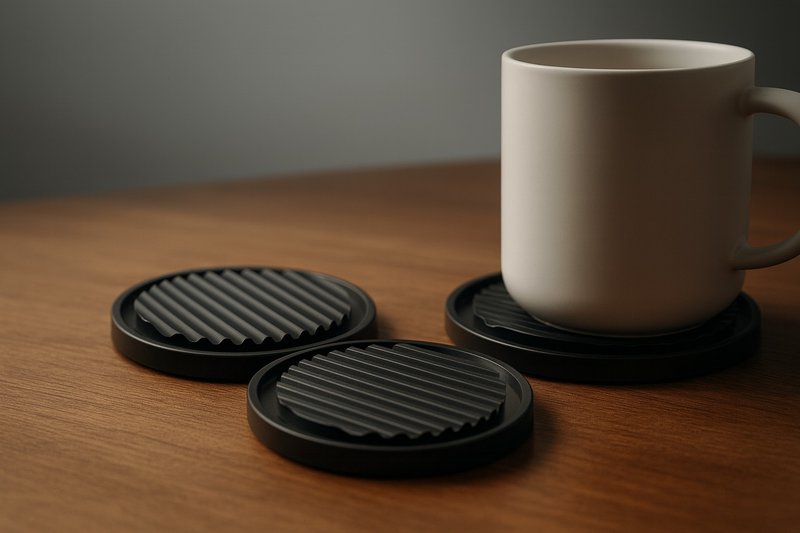 coasters 金屬 杯墊  圓型  置物 紙鎮 10CM 台灣製造(經典款) - 杯墊 - 鋁合金 黑色