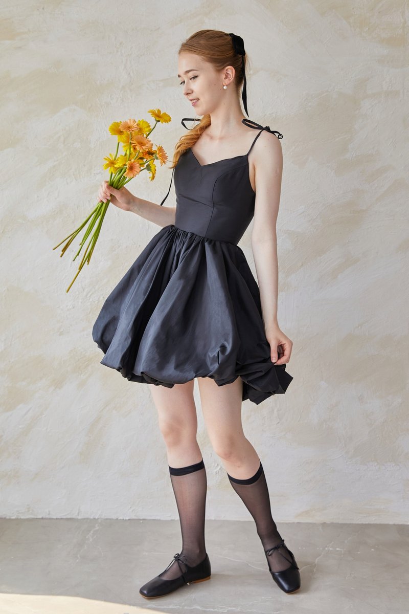 Taffeta Balloon Mini Dress - Evening Dresses & Gowns - Other Materials Black