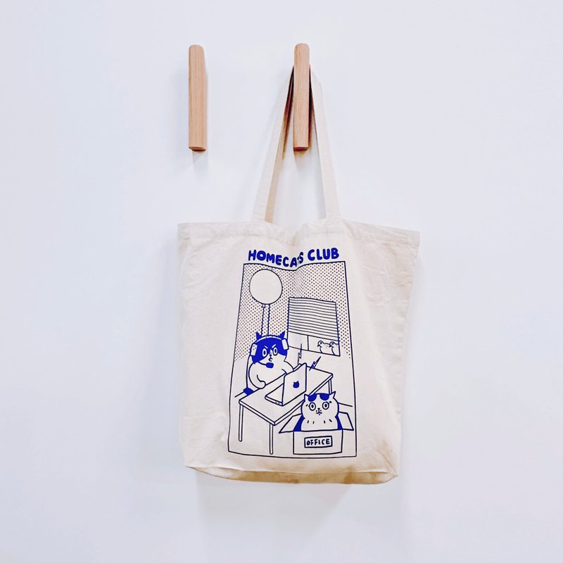 HOMECATS CLUB TOTEBAG/電競少年 - 側背包/斜孭袋 - 棉．麻 白色