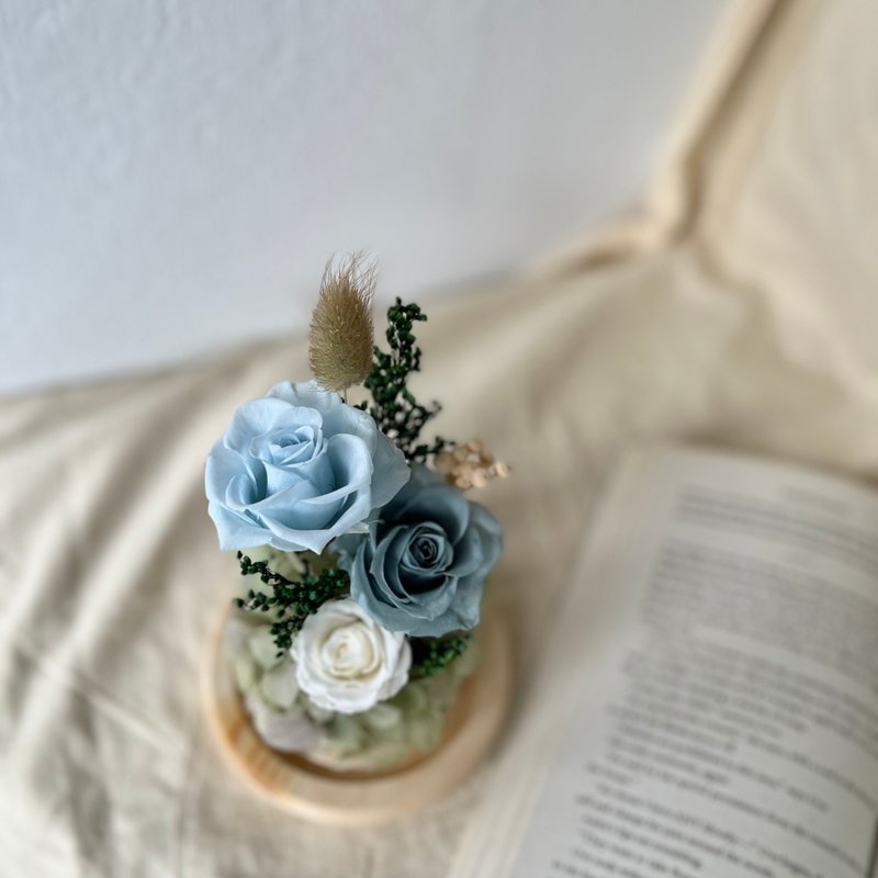 Blue Elf Preserved Flower Plant Flower Cup_Two Wu Flower House - ช่อดอกไม้แห้ง - แก้ว สีน้ำเงิน