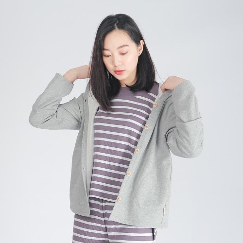 Fantino Home凡第諾家居 UMORFIL膠原蛋白毛呢外套/居家服-麻花灰