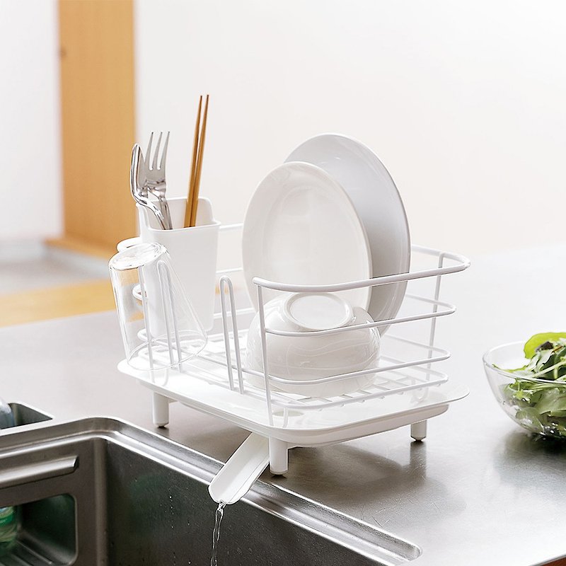 Japan RISU Small Cups and Plates Drainer Basket (with Chopsticks Holder)-2 Colors Available - กล่องเก็บของ - โลหะ ขาว