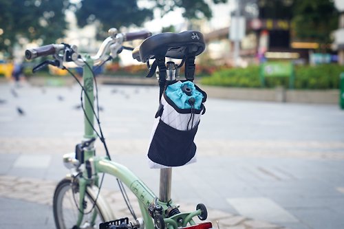 Happy Cycling Workshop - 手工單車小帽 Brompton 兩用自行車坐墊包 - X-PAC (美國面料) 白/土耳其綠