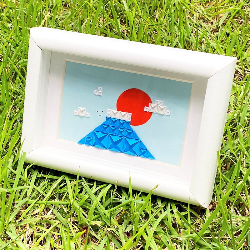 富士山特集 立體紙雕 富士山之盛夏 畫架擺設 - 擺飾/家飾品 - 紙 藍色