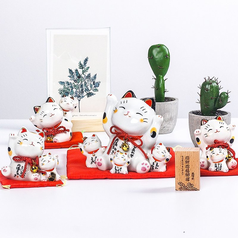 Japanese pharmacist kiln painted complete lucky cat birthday wedding housewarming opening Japanese-style gift ceramic car decoration - ของวางตกแต่ง - ดินเผา 