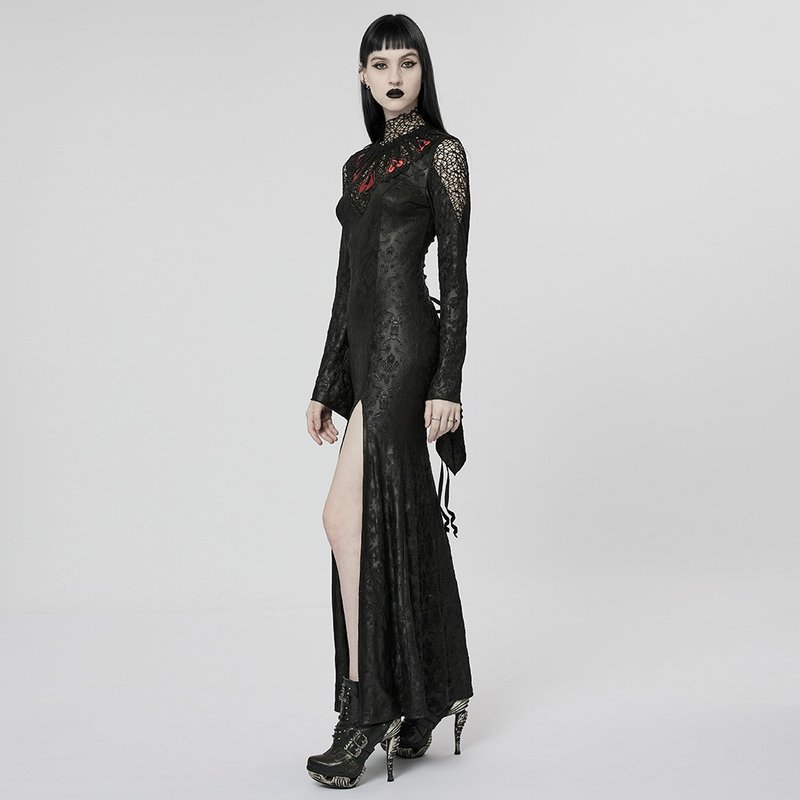 Goth Ivy Witch Embossed Dress - ชุดเดรส - วัสดุอื่นๆ สีดำ