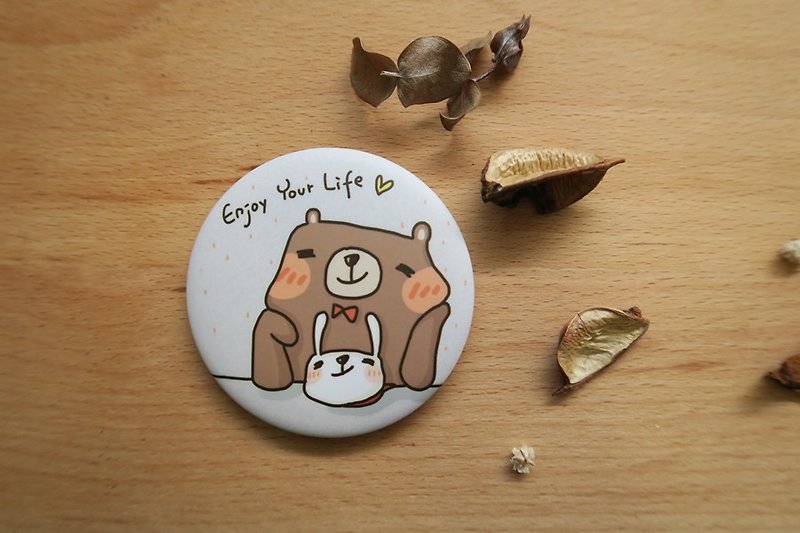 Small Planet badge │Enjoy your life_58mm - Badges & Pins - Plastic Gray