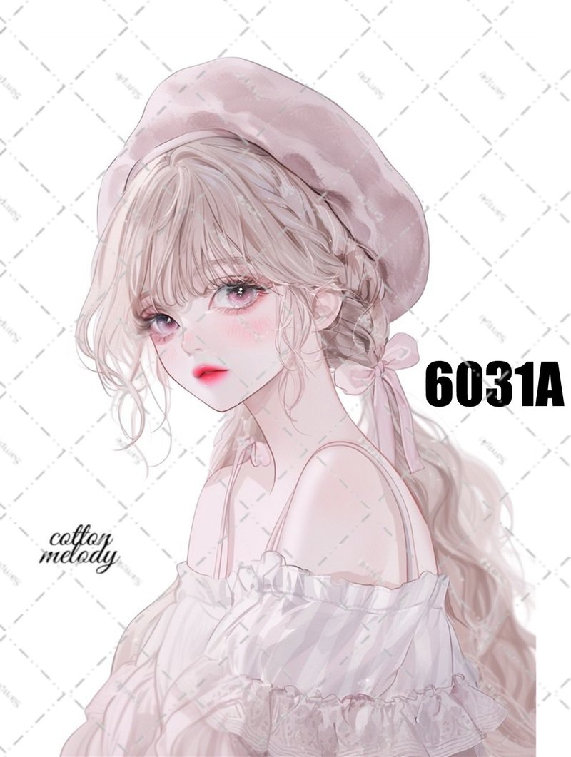 original sticker no.6031A 人物ステッカー オリジナルステッカー 人物ステッカー 女の子ステッカー オリジナル人物ステッカー - 貼紙 - 紙 