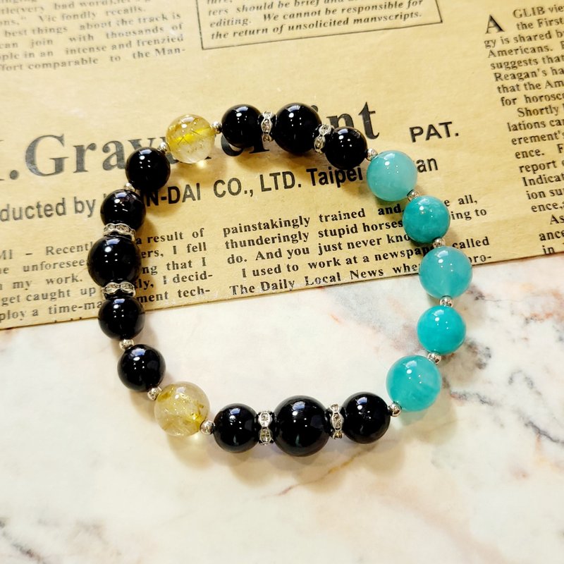 AgIo. Gold luck stone/ Stone/Titanium crystal. Designer bracelet - สร้อยข้อมือ - คริสตัล 