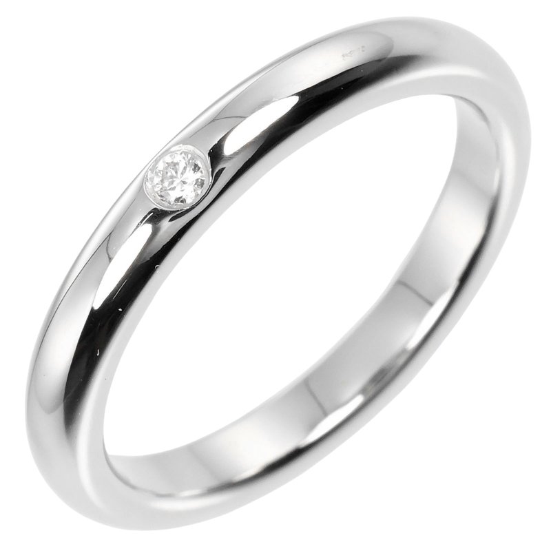 【日本直送】ティファニー TIFFANY&Co. スタッキングバンド 9号 リング 指輪 Pt950プラチナ 1Pダイヤモンド 約5.08g【中古】Aランク - 戒指 - 貴金屬 銀色