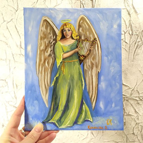 Colorful Gallery Olga Angel Painting Guardian Angel Handmade Oil Painting Angel Original Artwork 掛畫