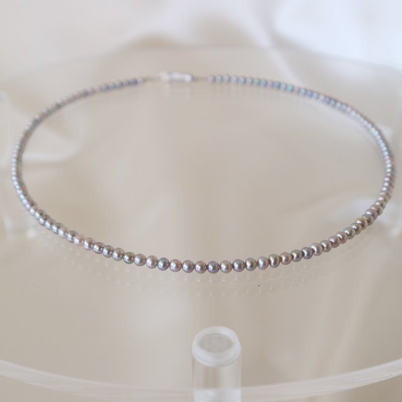 Blue gray pearl necklace - Necklaces - Pearl Silver