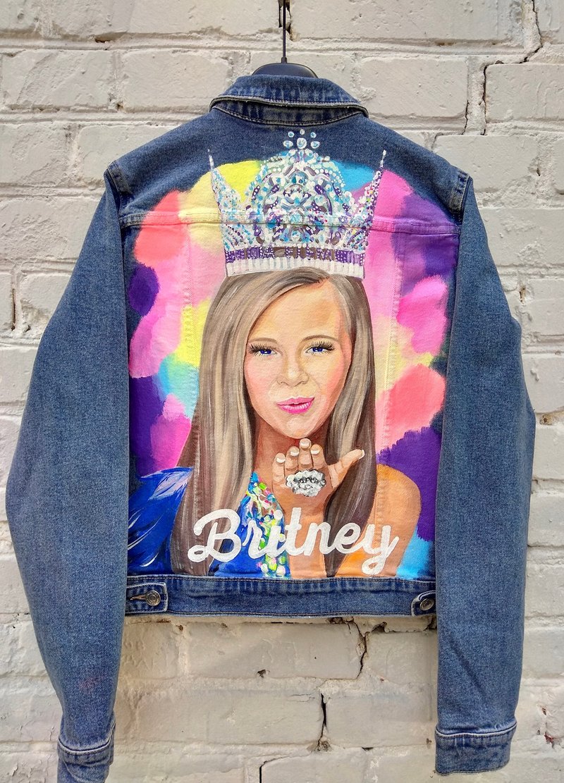 Custom Portrait jacket Painted Denim Jacket Handmade jacket Gift - 女大衣/外套 - 棉．麻 多色