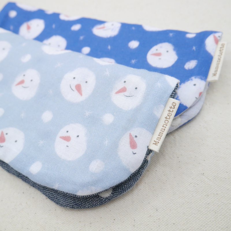 ふわもこハンカチ / 星空とスノーマン-Starry Sky & Snowman- / L・20×20cm Fuwamoko Gauzehandkerchief - 手帕 - 棉．麻 紅色