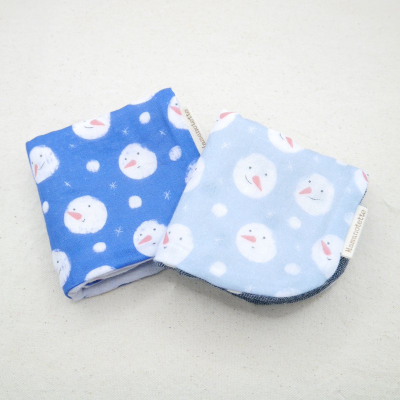 Fuwamoko Handkerchief / Starry Sky & Snowman / L: 20x20cm Fuwamoko Gauze Handkerchief - ผ้าเช็ดหน้า - ผ้าฝ้าย/ผ้าลินิน สีแดง