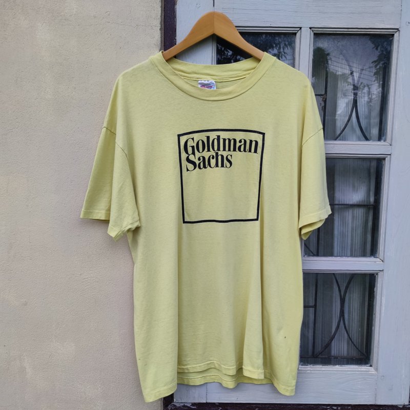 ヴィンテージ ゴールドマン・サックス NYバンキング イエローボックスロゴ Tシャツ - Tシャツ メンズ - コットン・麻 イエロー