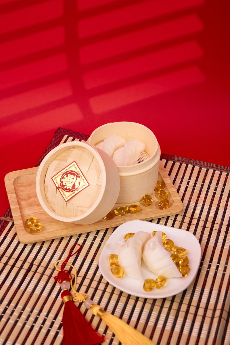 Dumpling Candle YuanBao Candle/2025 New Year New Year Gift Box - น้ำหอม - ขี้ผึ้ง สีแดง