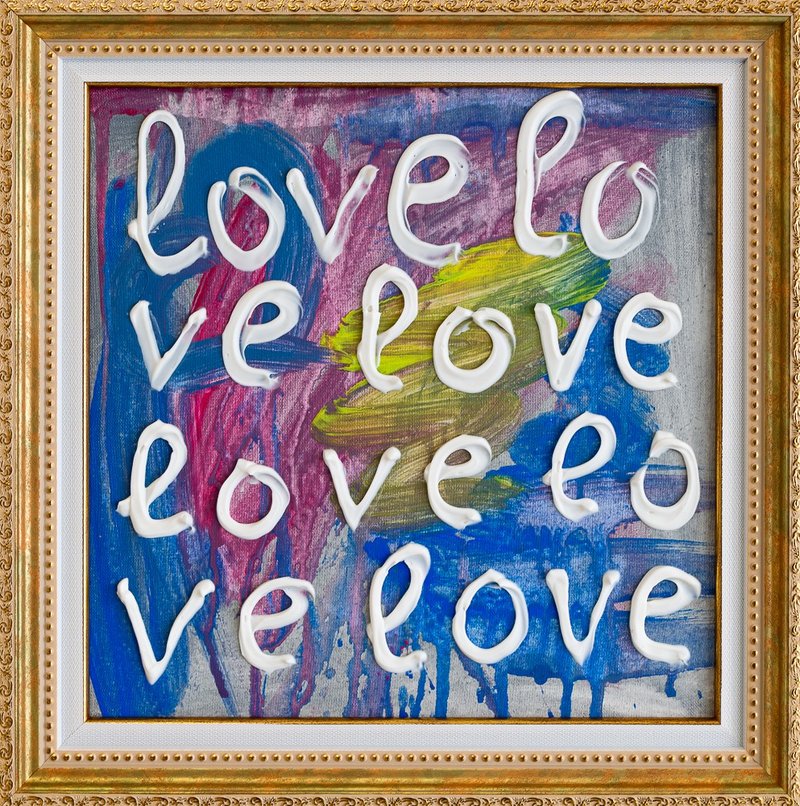 Love , Street art, canvas painting, Modern living room wall decor in a frame - Wall Décor - Cotton & Hemp Multicolor