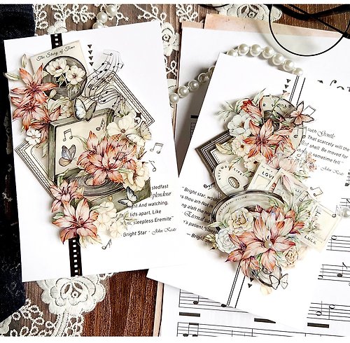 自元素 秋月如音 - PET和紙膠帶復古花卉DIY手帳日誌古典畫風裝飾素材