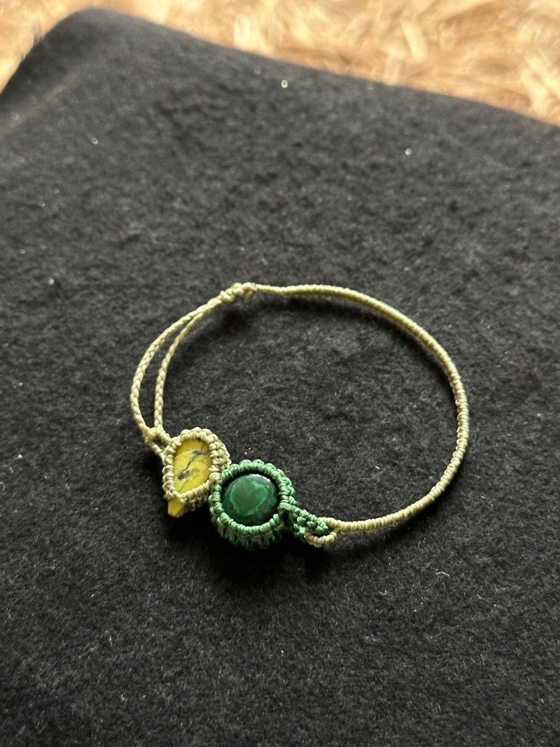 孔雀石馬丘比丘石伸縮編織手環 - 項鍊 - 玉石 綠色
