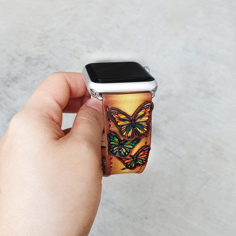 Apple Watch Band 38mm 42mm 40mm 44mm, HandStitched Handmade - 錶帶 - 真皮 咖啡色