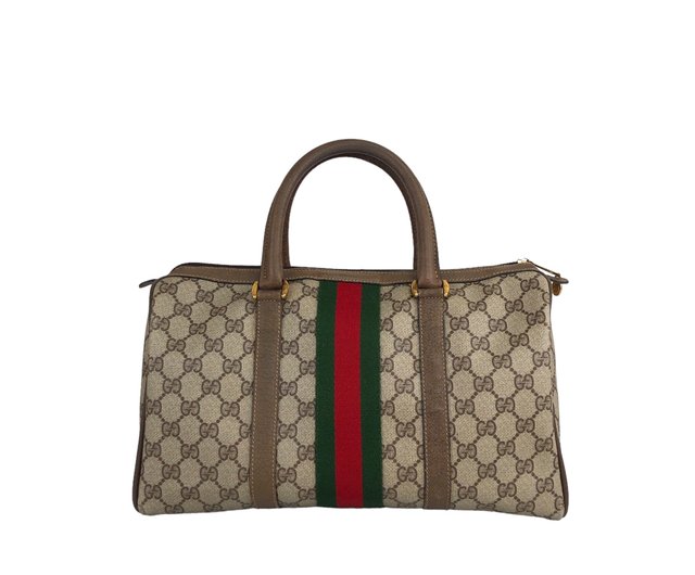 日本直送 名牌中古包 】GUCCI グッチ シェリーライン GG ボストンバッグ ブラウン PVC vintage ヴィンテージ オールド  7mmabp - ショップ VintageShop solo トートバッグ・ハンドバッグ - Pinkoi