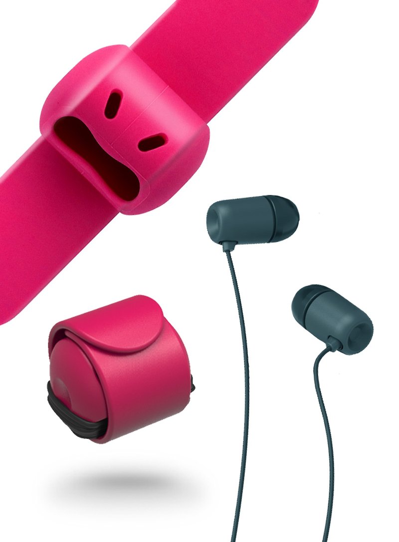 Snappy WOW-耳機捲線器-霓虹桃 - 捲線器/電線收納 - 矽膠 紅色