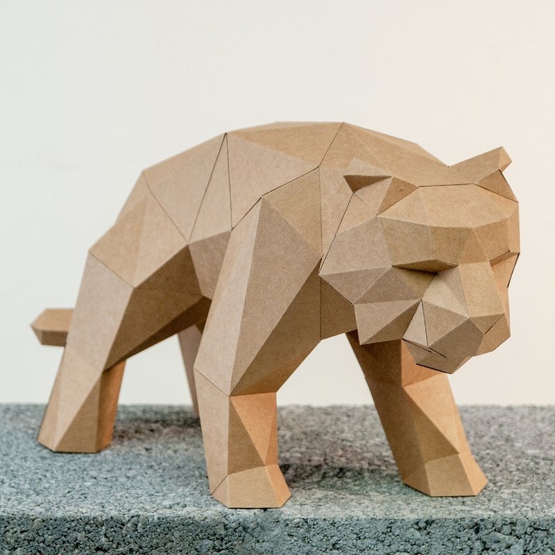 DIY手作3D紙模型擺飾 小動物系列 -孟加拉虎(4色可選) - 公仔/玩偶 - 紙 卡其色