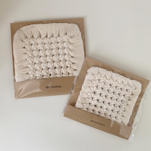 𝐚𝐧𝐧𝐢𝐞𝐞𝐢𝐧𝐧𝐚 |macrame studio Macrame 波希米亞 編織 方形 流蘇 杯墊