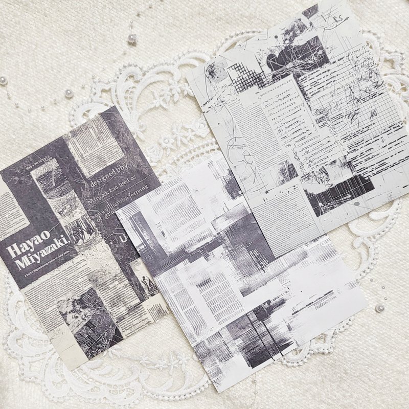 Three types of vintage background paper SET - 貼紙 - 紙 黑色