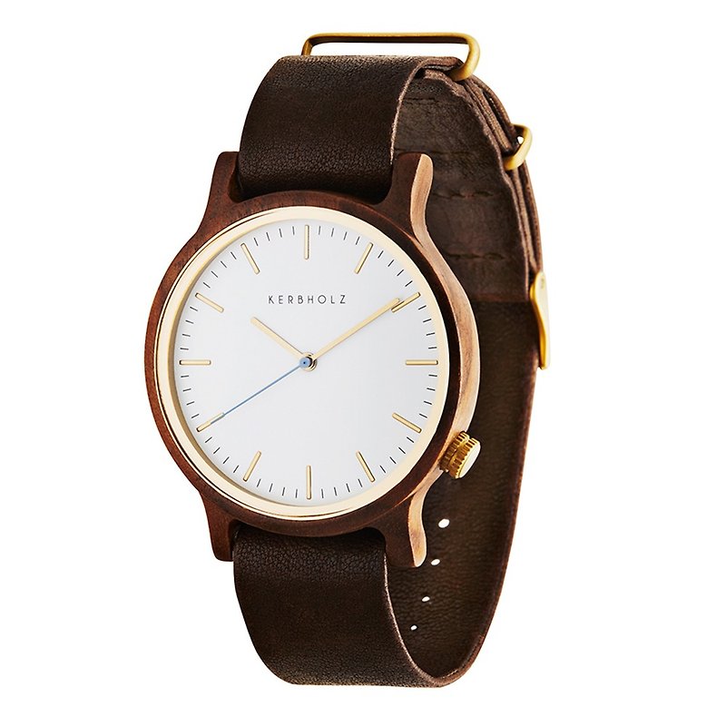 KERBHOLZ-原木手錶-WALTER-核桃木-棕褐(中性款)(40mm) - 女裝錶 - 木頭 咖啡色