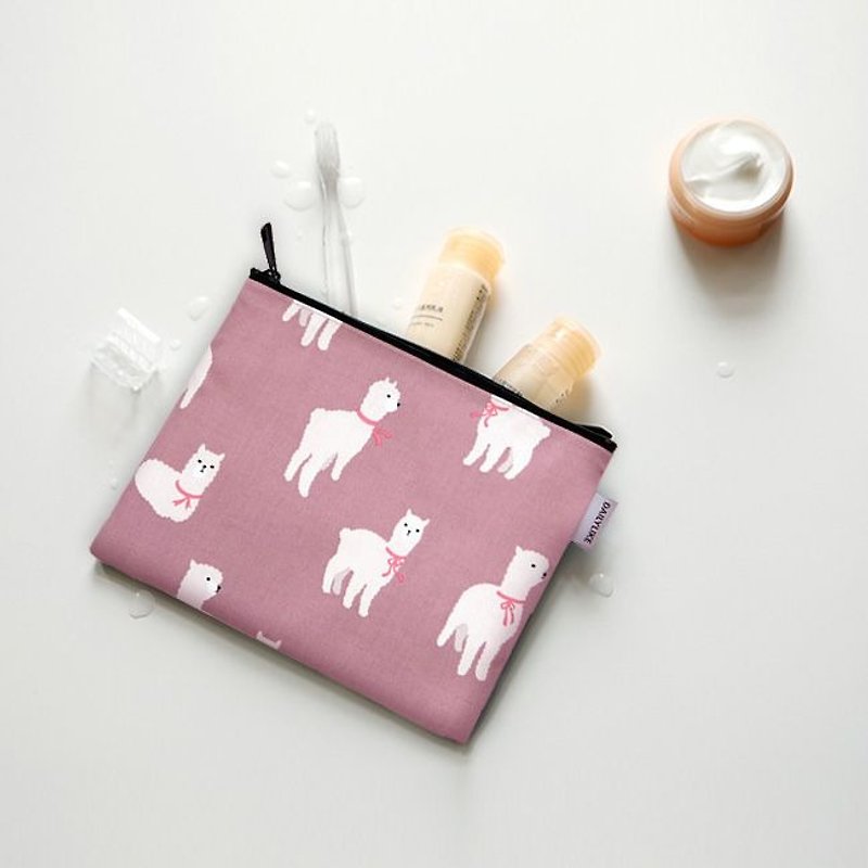 Natural waterproof cotton bag M-02 Alpaca, E2D03541 - Clutch Bags - Cotton & Hemp Pink