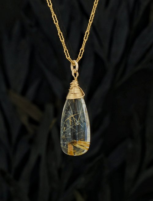 BNA Jewelry 14K GF 金髮晶頸鍊 ( Rutilated Quartz Dainty necklace -05 )