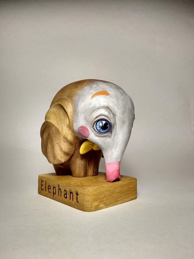 Elephant - Stuffed Dolls & Figurines - Wood 